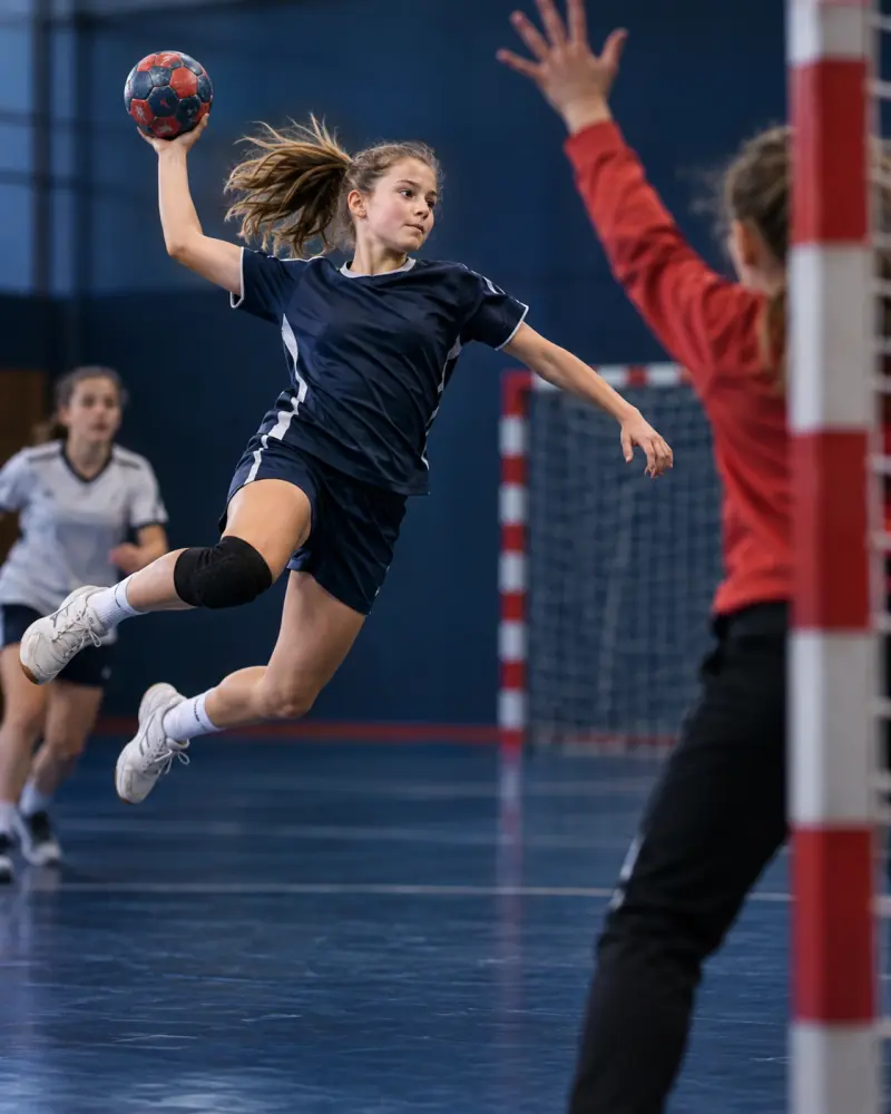 Mädchen beim Handball-Torwurf