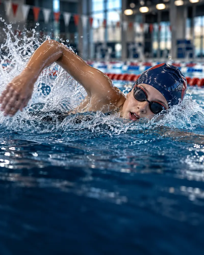 Kind beim Freistilschwimmen